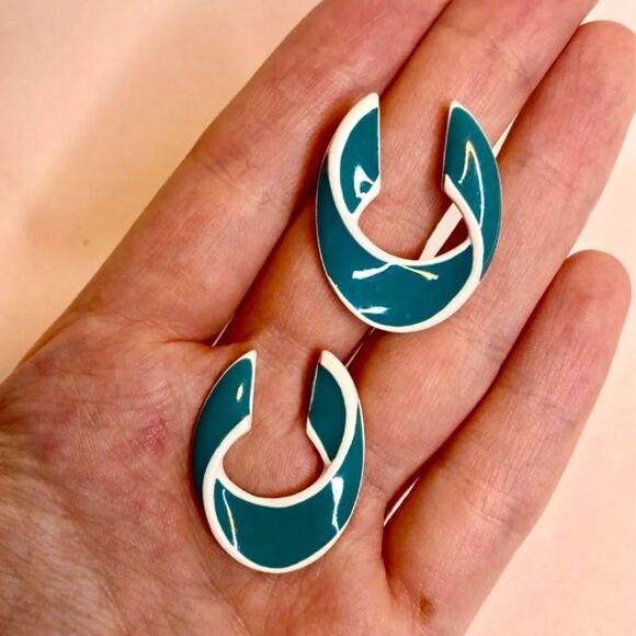 Retro‎ Teal Earring Set - Picture 4 of 5